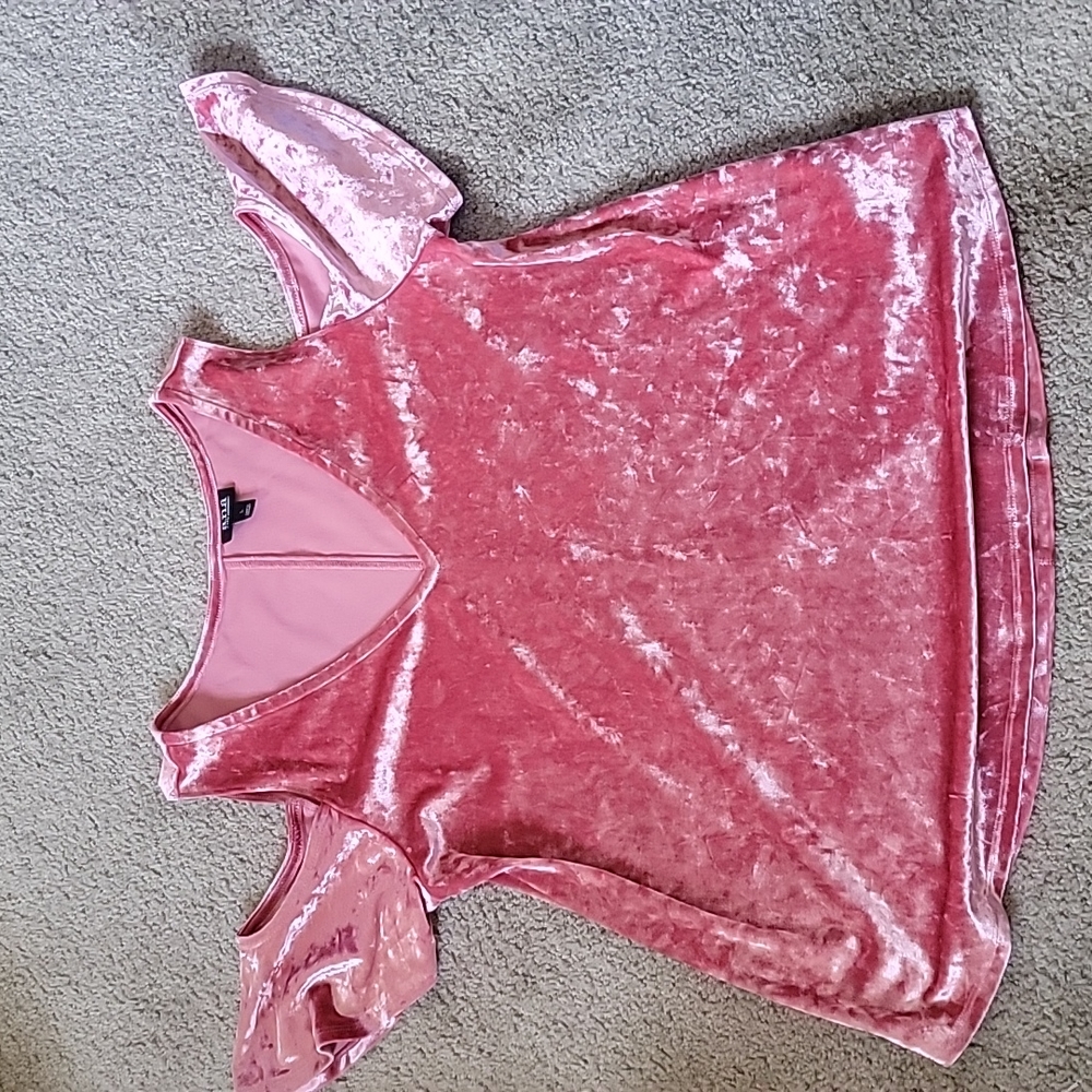 Pink crushed velvet shirt
